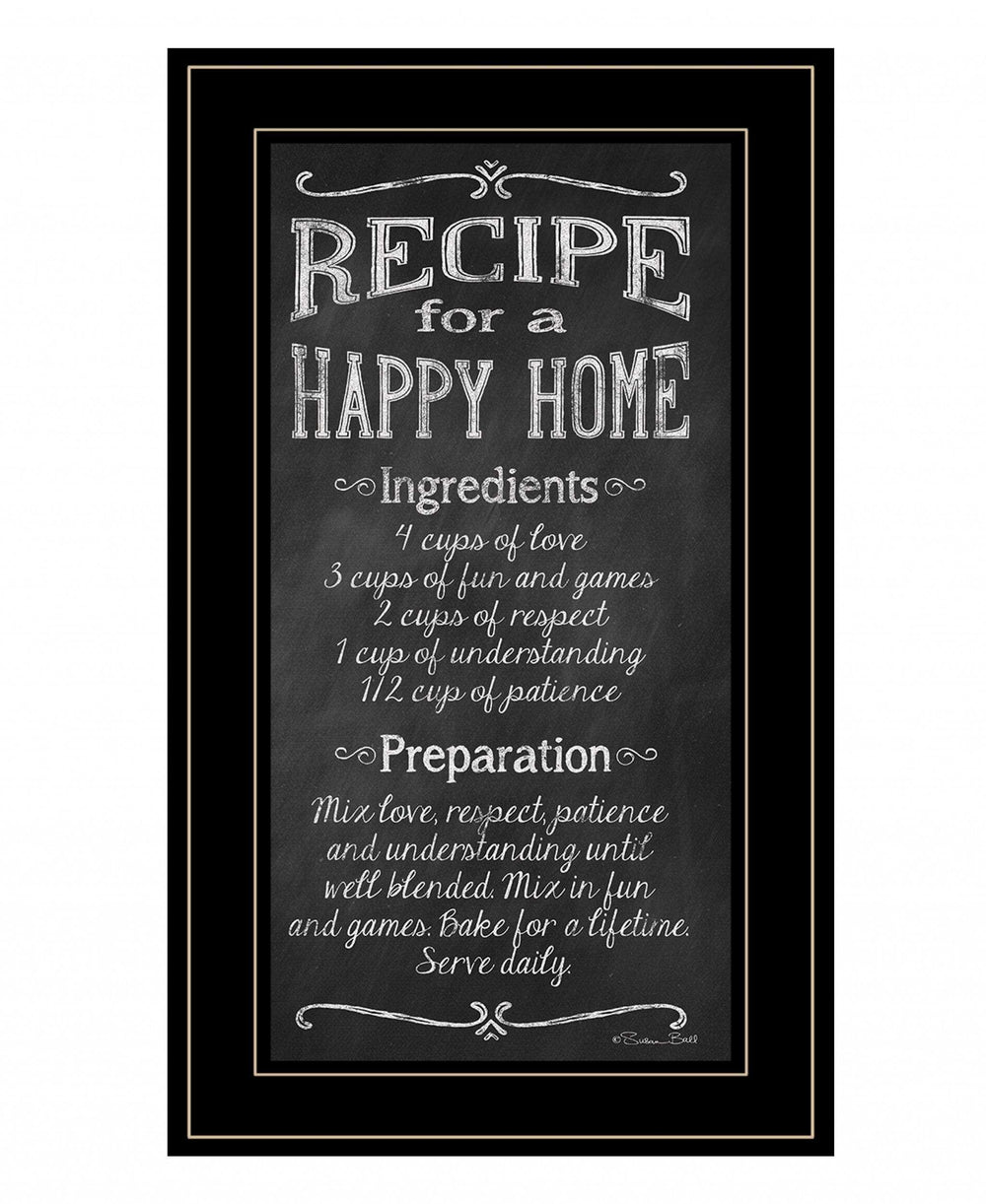 Recipe for a Happy Home 3 Black Framed Print Wall Art - Homeroots - Flyclothing LLC