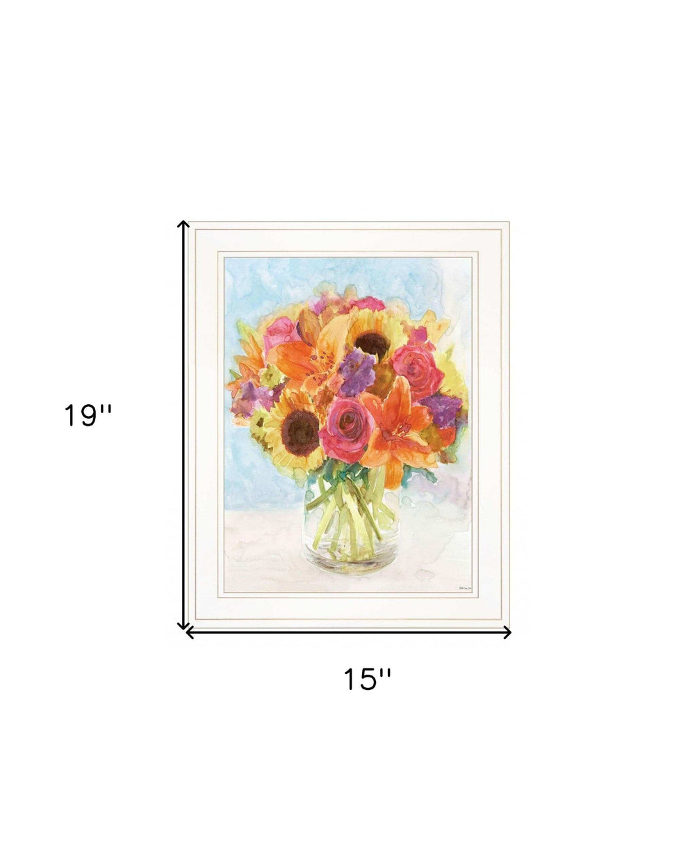 Vases with Flowers 1 White Framed Print Wall Art - Homeroots - Flyclothing LLC