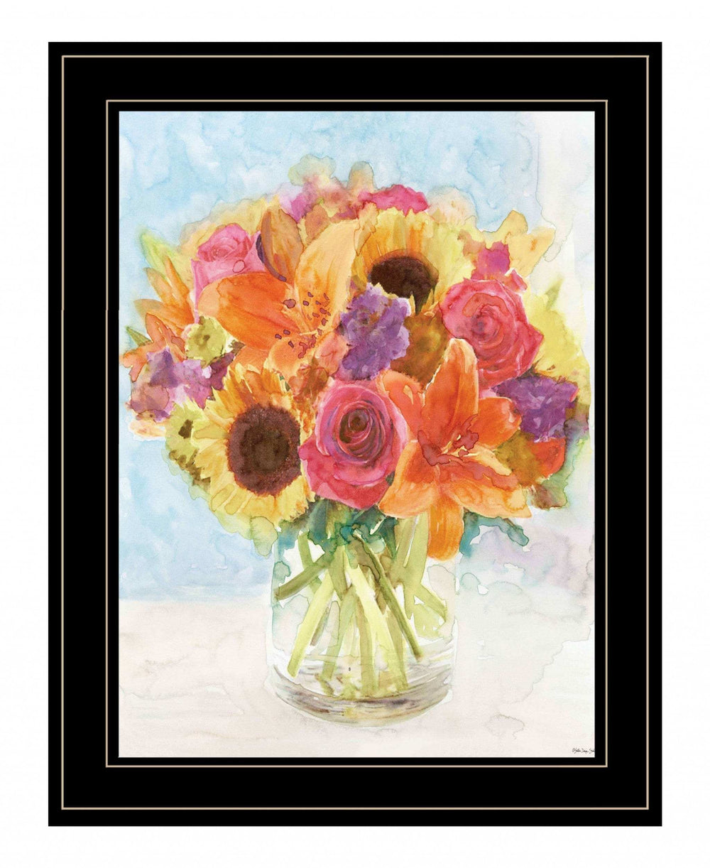 Vases with Flowers 1 Black Framed Print Wall Art - Homeroots - Flyclothing LLC