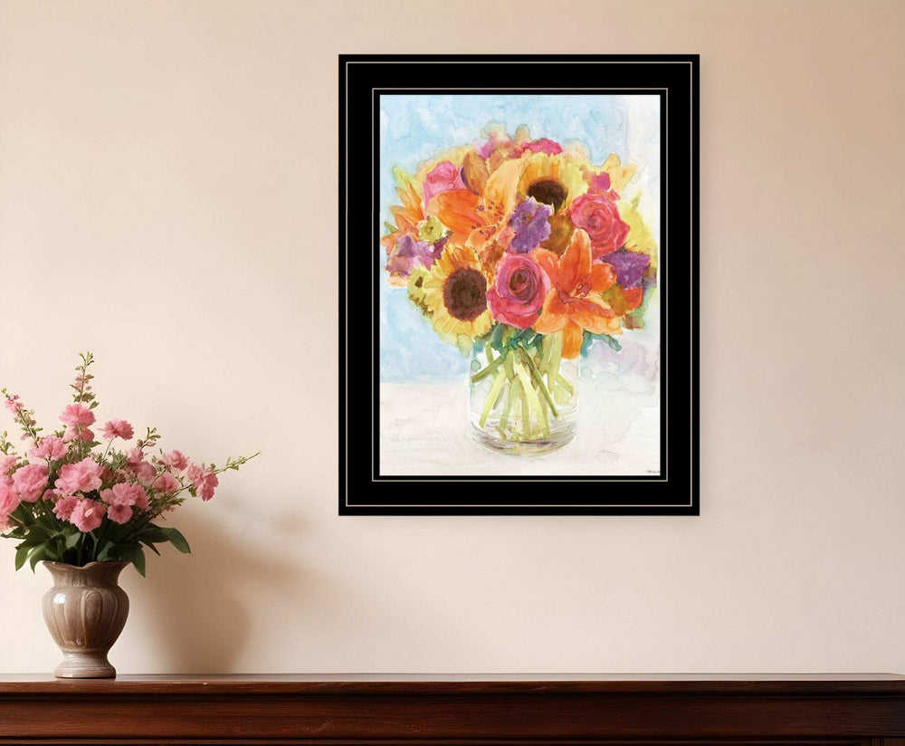 Vases with Flowers 1 Black Framed Print Wall Art - Homeroots - Flyclothing LLC