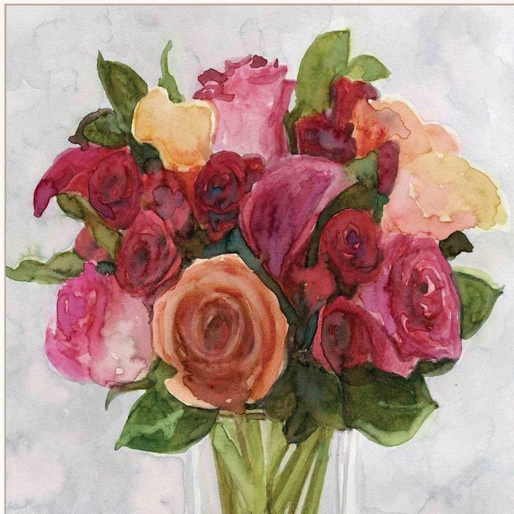 Vases with Flowers II 1 White Framed Print Wall Art - Homeroots - Flyclothing LLC