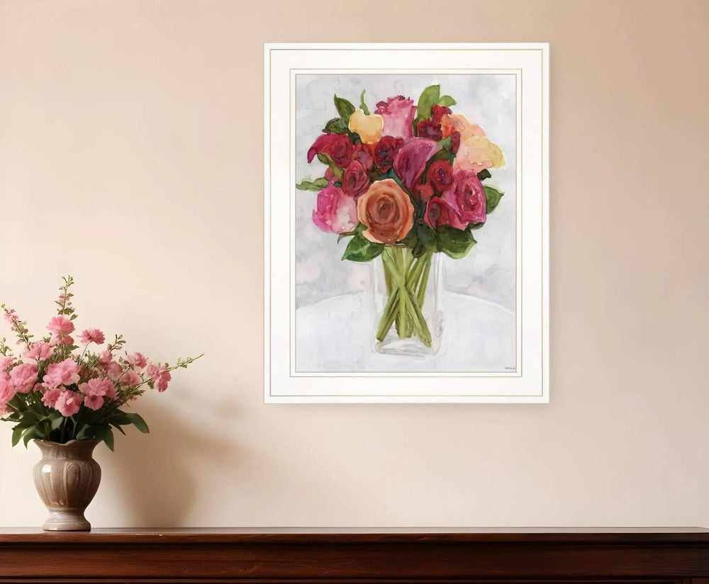 Vases with Flowers II 1 White Framed Print Wall Art - Homeroots - Flyclothing LLC