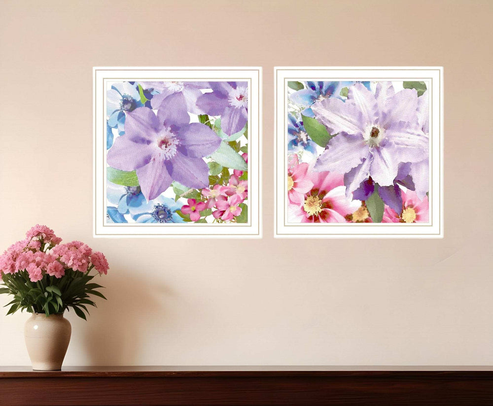 Set Of Two Clematis 1 White Framed Print Wall Art - Homeroots - Flyclothing LLC