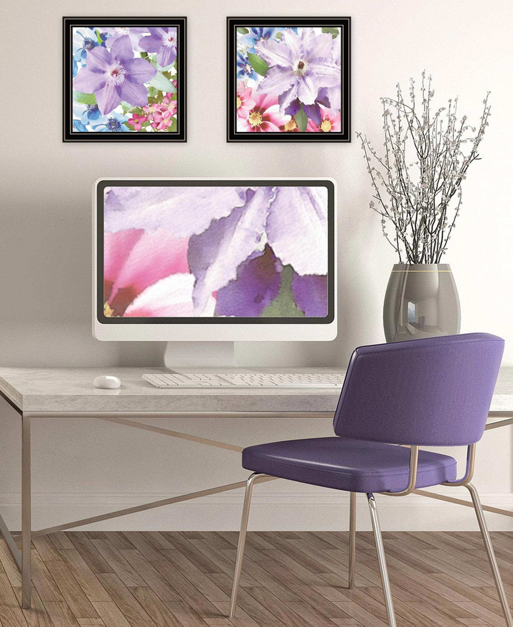 Set Of Two Clematis Black Framed Print Wall Art - Homeroots - Flyclothing LLC