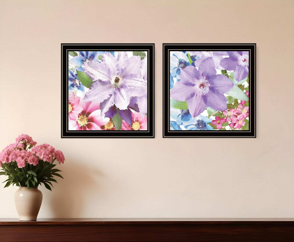 Set Of Two Clematis Black Framed Print Wall Art - Homeroots - Flyclothing LLC