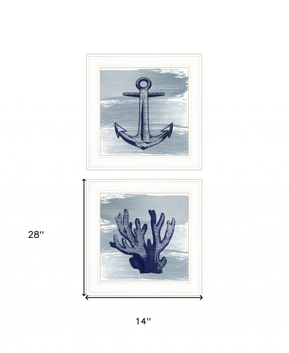 Set Of Two The Beach Coastal 1 White Framed Print Wall Art - Homeroots - Flyclothing LLC