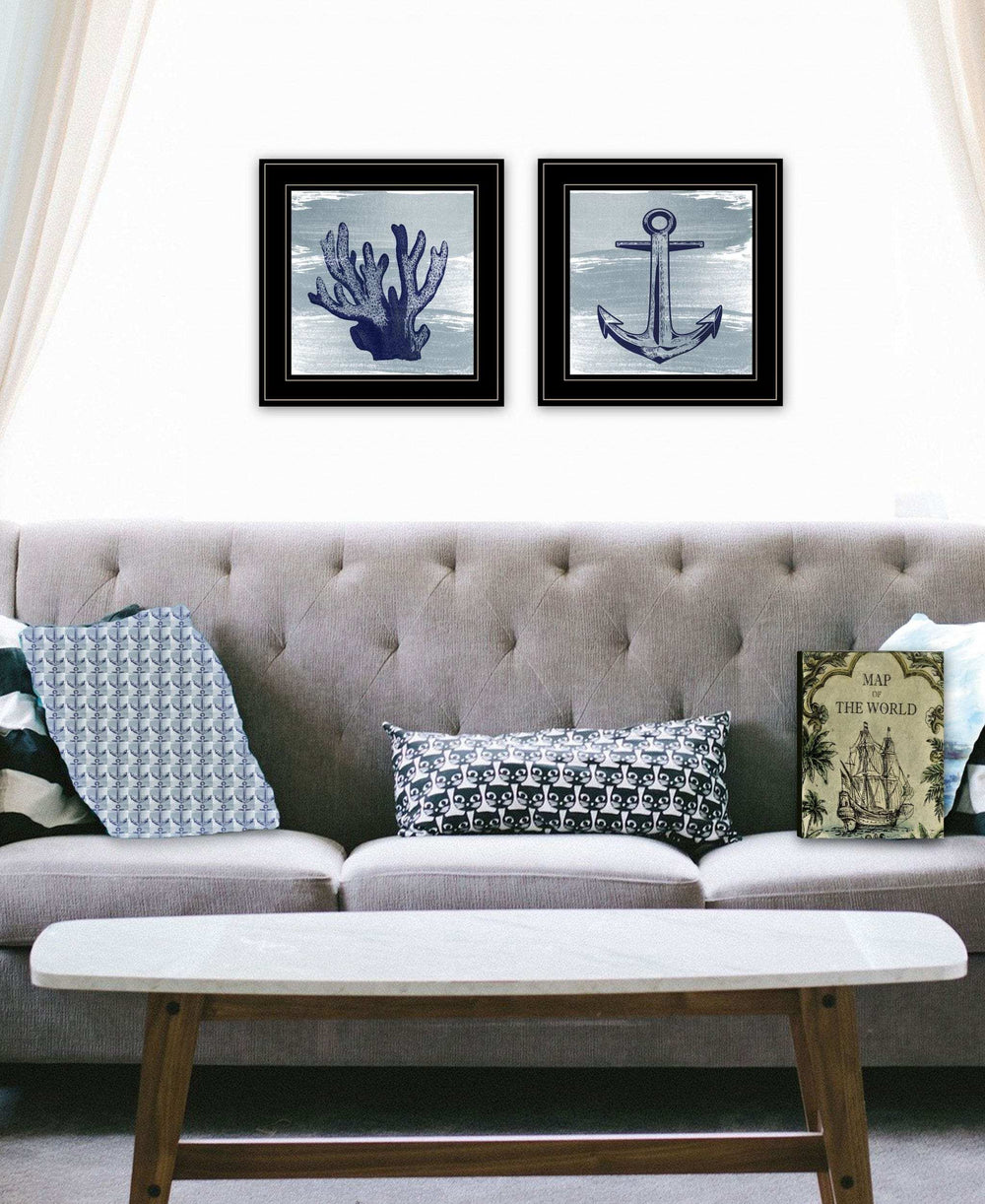 Set Of Two The Beach Coastal 2 Black Framed Print Wall Art - Homeroots - Flyclothing LLC