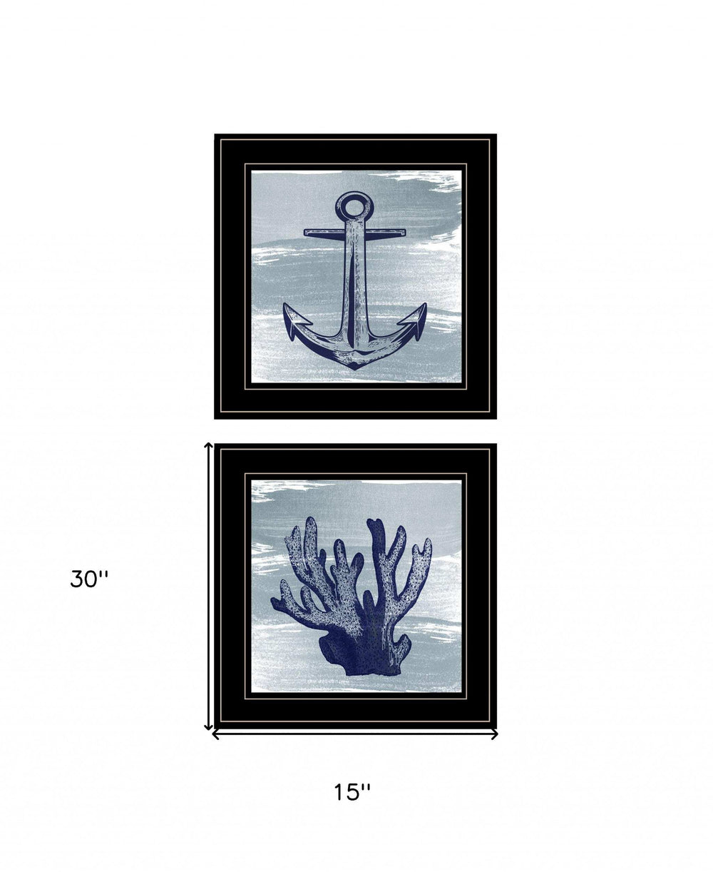 Set Of Two The Beach Coastal 2 Black Framed Print Wall Art - Homeroots - Flyclothing LLC