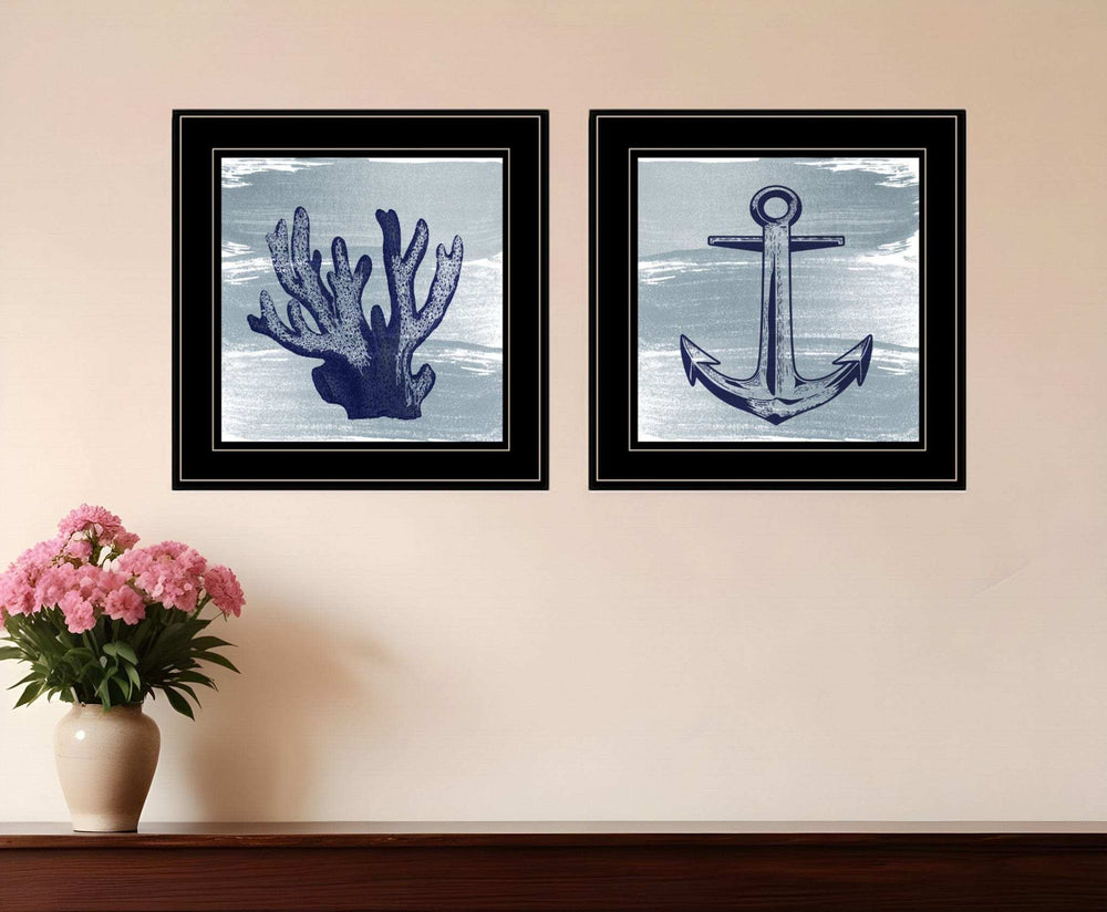 Set Of Two The Beach Coastal 2 Black Framed Print Wall Art - Homeroots - Flyclothing LLC