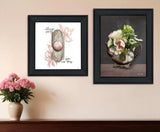 Set Of Two Vintage Floral Tea Pot and Door Knob Black Framed Print Kitchen Wall Art - Homeroots - Flyclothing LLC