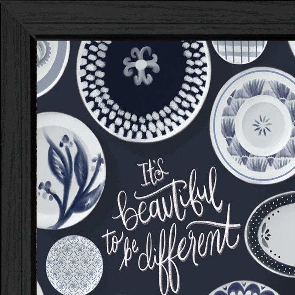 Set Of Three Its Beautiful to Be Different Black Framed Print Wall Art - Homeroots - Flyclothing LLC