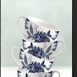 Set Of Two Tea Towers with Flowers Blue Black Framed Print Kitchen Wall Art - Homeroots - Flyclothing LLC