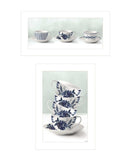 Set Of Two Tea tower with Cups and Sauces White Framed Print Kitchen Wall Art - Homeroots - Flyclothing LLC