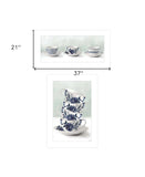 Set Of Two Tea tower with Cups and Sauces White Framed Print Kitchen Wall Art - Homeroots - Flyclothing LLC