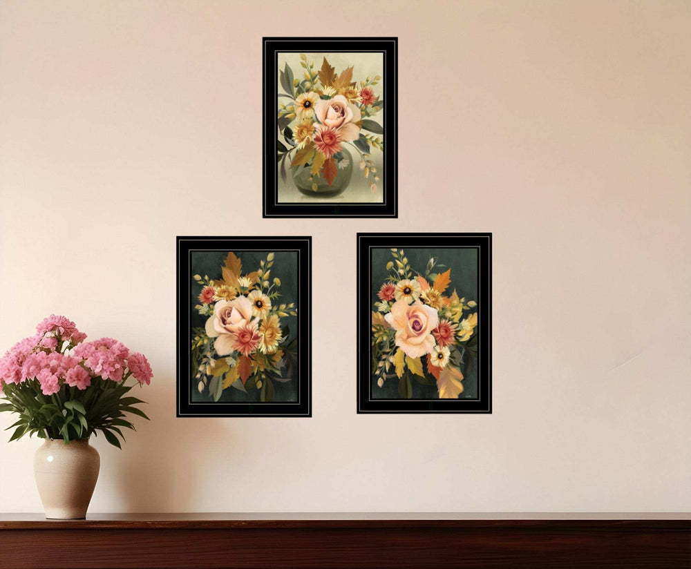 Set Of Three Romantic Autumn Black Framed Print Wall Art - Homeroots - Flyclothing LLC