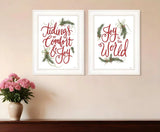 Set Of Two Good Tidings and Joy White Framed Print Wall Art - Homeroots - Flyclothing LLC