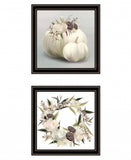 Set Of Two BOHO Pumpkins and Flowers 1 Black Framed Print Wall Art - Homeroots - Flyclothing LLC