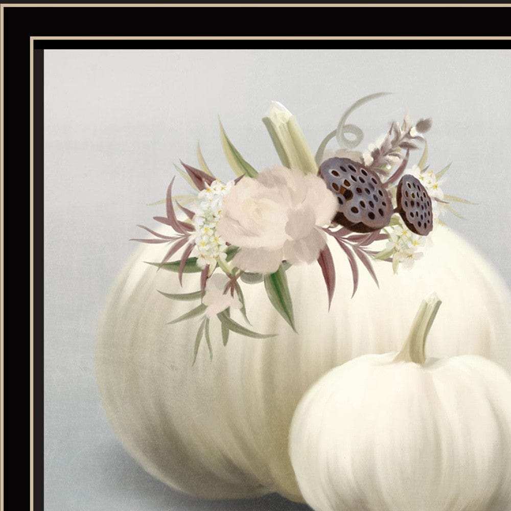 Set Of Two BOHO Pumpkins and Flowers 1 Black Framed Print Wall Art - Homeroots - Flyclothing LLC