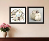 Set Of Two BOHO Pumpkins and Flowers 1 Black Framed Print Wall Art - Homeroots - Flyclothing LLC