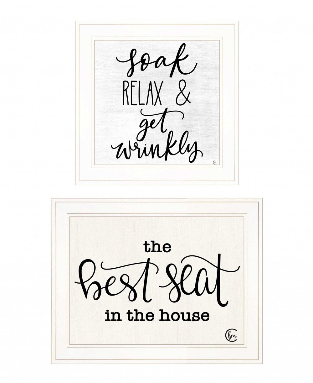 Set Of Two The Best Seat in the House 1 White Framed Print Bathroom Wall Art - Homeroots - Flyclothing LLC