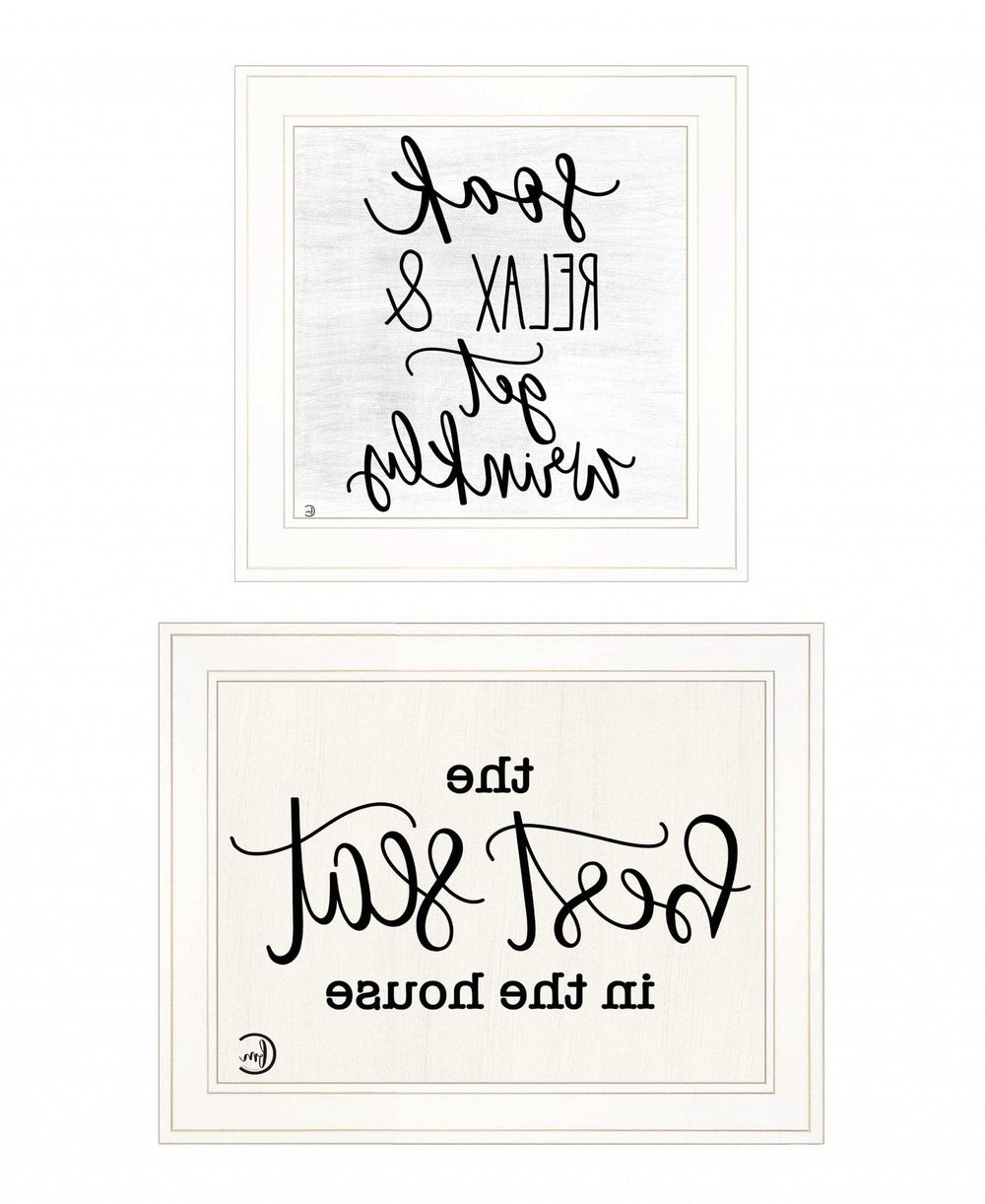 Set Of Two The Best Seat in the House 1 White Framed Print Bathroom Wall Art - Homeroots - Flyclothing LLC