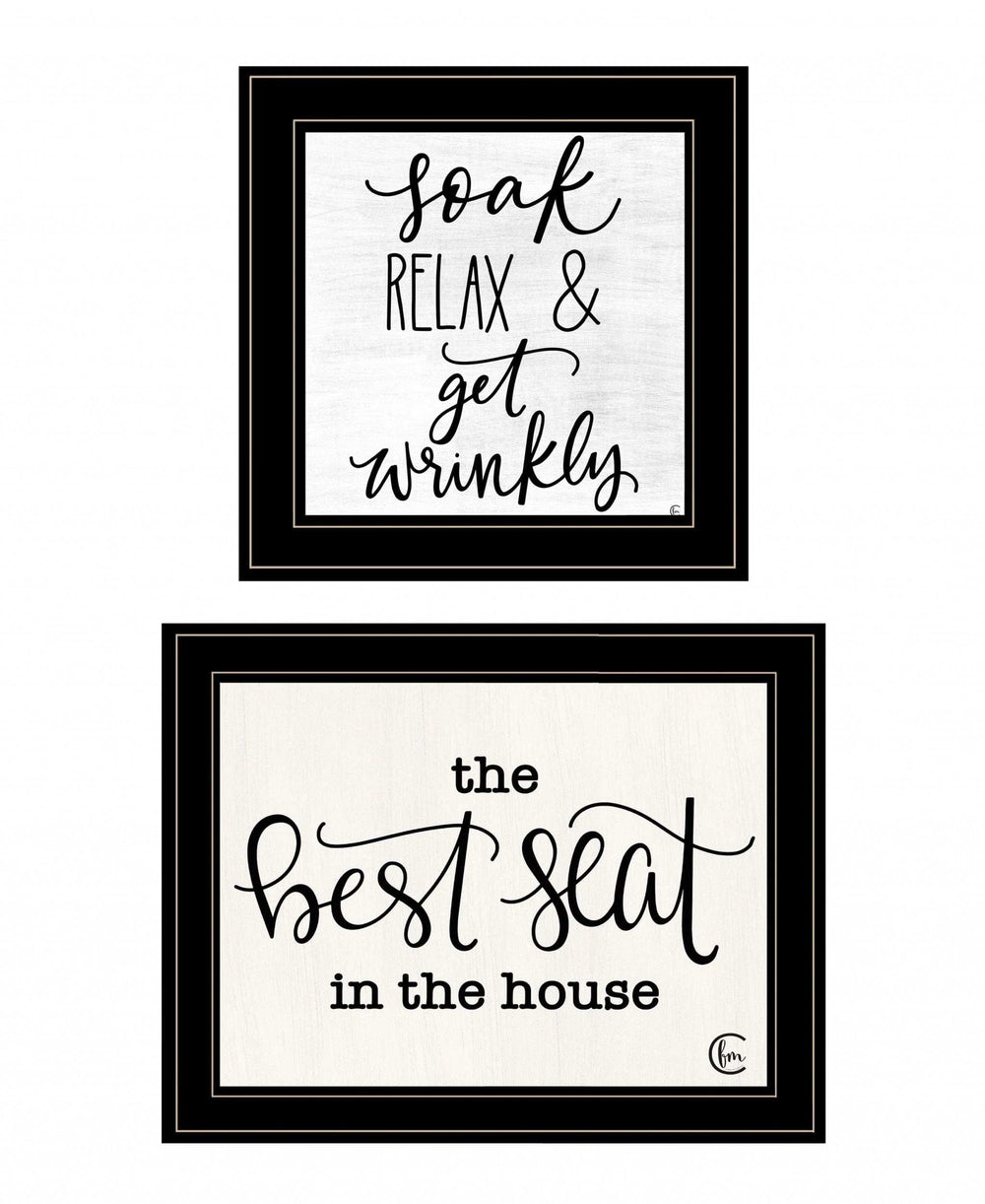 Set Of Two The Best Seat in the House 2 Black Framed Print Bathroom Wall Art - Homeroots - Flyclothing LLC