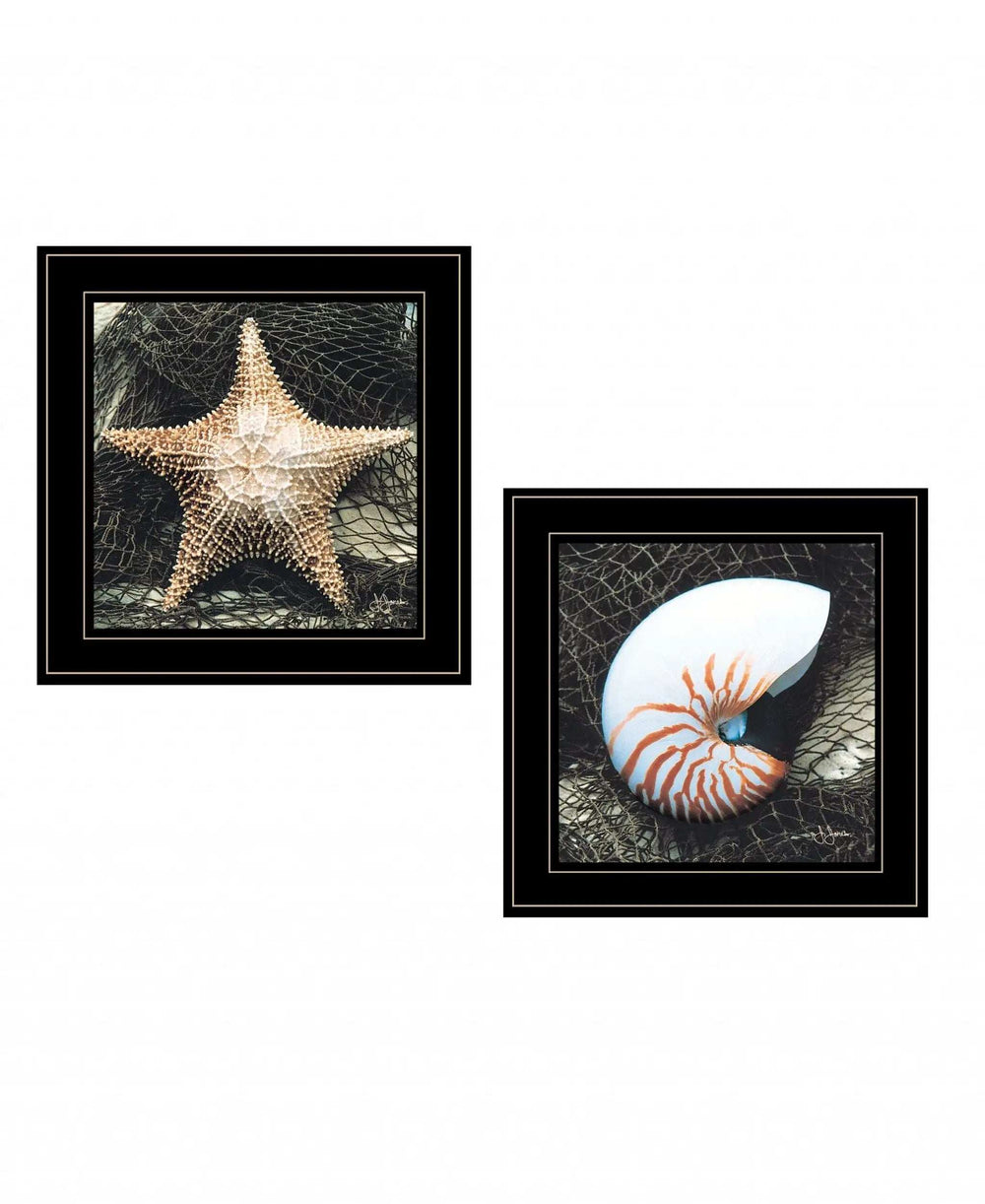 Set Of Two Ocean Net 2 Black Framed Print Wall Art - Homeroots - Flyclothing LLC