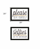 Set Of Two No Selfies When Seated Black Framed Print Bathroom Wall Art - Homeroots - Flyclothing LLC