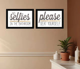 Set Of Two No Selfies When Seated Black Framed Print Bathroom Wall Art - Homeroots - Flyclothing LLC