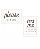 Set Of Two Text Me If You Run Out of Toilet Paper While Seated 1 White Framed Print Wall Art - Homeroots - Flyclothing LLC