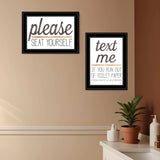 Set Of Two Text Me If You Run Out of Toilet Paper While Seated Black Framed Print Wall Art - Homeroots - Flyclothing LLC