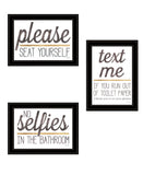 Set Of Three Toilet Humor Black Framed Print Wall Art - Homeroots - Flyclothing LLC