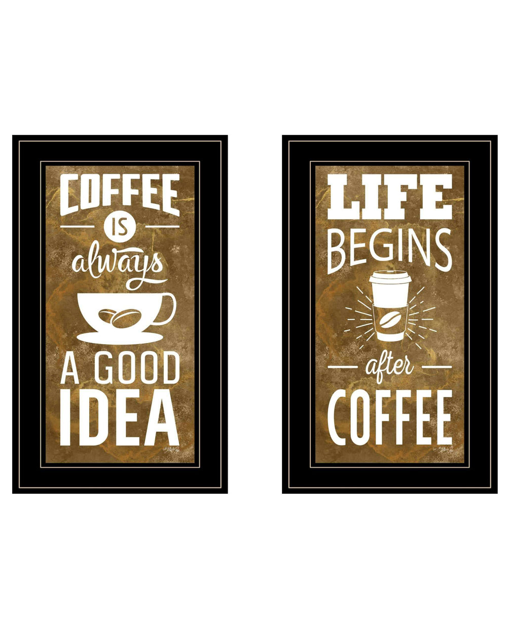 Set Of Two Life Begins and Ends With Coffee Black Framed Print Wall Art - Homeroots - Flyclothing LLC