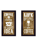 Set Of Two Life Begins and Ends With Coffee Black Framed Print Wall Art - Homeroots - Flyclothing LLC
