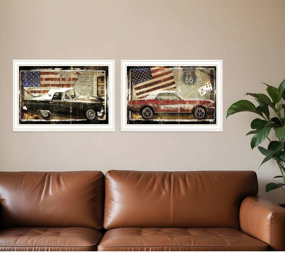 Set Of Two Vintage Classics 2 White Framed Print Wall Art - Homeroots - Flyclothing LLC