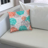 14" X 20" Orange And White Blown Seam Floral Lumbar Indoor Outdoor Pillow - Homeroots
