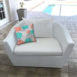 14" X 20" Orange And White Blown Seam Floral Lumbar Indoor Outdoor Pillow - Homeroots