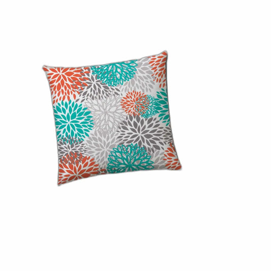 14" X 20" Orange And White Blown Seam Floral Lumbar Indoor Outdoor Pillow - Homeroots