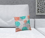 14" X 20" Orange And White Blown Seam Floral Lumbar Indoor Outdoor Pillow - Homeroots