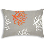 14" X 20" Gray And White Corals Blown Seam Nautical Lumbar Indoor Outdoor Pillow - Homeroots