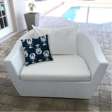 14" X 20" Navy Blue And White Lobster Blown Seam Lumbar Indoor Outdoor Pillow - Homeroots - Flyclothing LLC