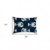 14" X 20" Navy Blue And White Lobster Blown Seam Lumbar Indoor Outdoor Pillow - Homeroots - Flyclothing LLC