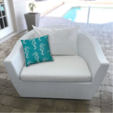14" X 20" Turquoise And White Seahorse Blown Seam Lumbar Indoor Outdoor Pillow - Homeroots - Flyclothing LLC