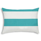 14" X 20" Turquoise And White Blown Seam Striped Lumbar Indoor Outdoor Pillow - Homeroots - Flyclothing LLC