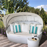 14" X 20" Turquoise And White Blown Seam Striped Lumbar Indoor Outdoor Pillow - Homeroots - Flyclothing LLC