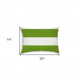14" X 20" Green And Ivory Blown Seam Striped Lumbar Indoor Outdoor Pillow - Homeroots - Flyclothing LLC