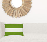 14" X 20" Green And Ivory Blown Seam Striped Lumbar Indoor Outdoor Pillow - Homeroots - Flyclothing LLC