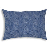14" X 20" Blue And White Blown Seam Swirl Lumbar Indoor Outdoor Pillow - Homeroots
