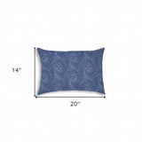 14" X 20" Blue And White Blown Seam Swirl Lumbar Indoor Outdoor Pillow - Homeroots