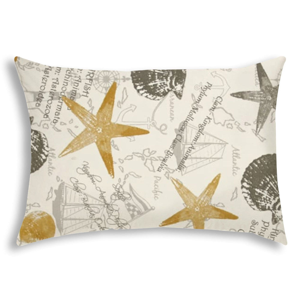 14" X 20" Gold And Cream Boat Blown Seam Coastal Lumbar Indoor Outdoor Pillow - Homeroots - Flyclothing LLC